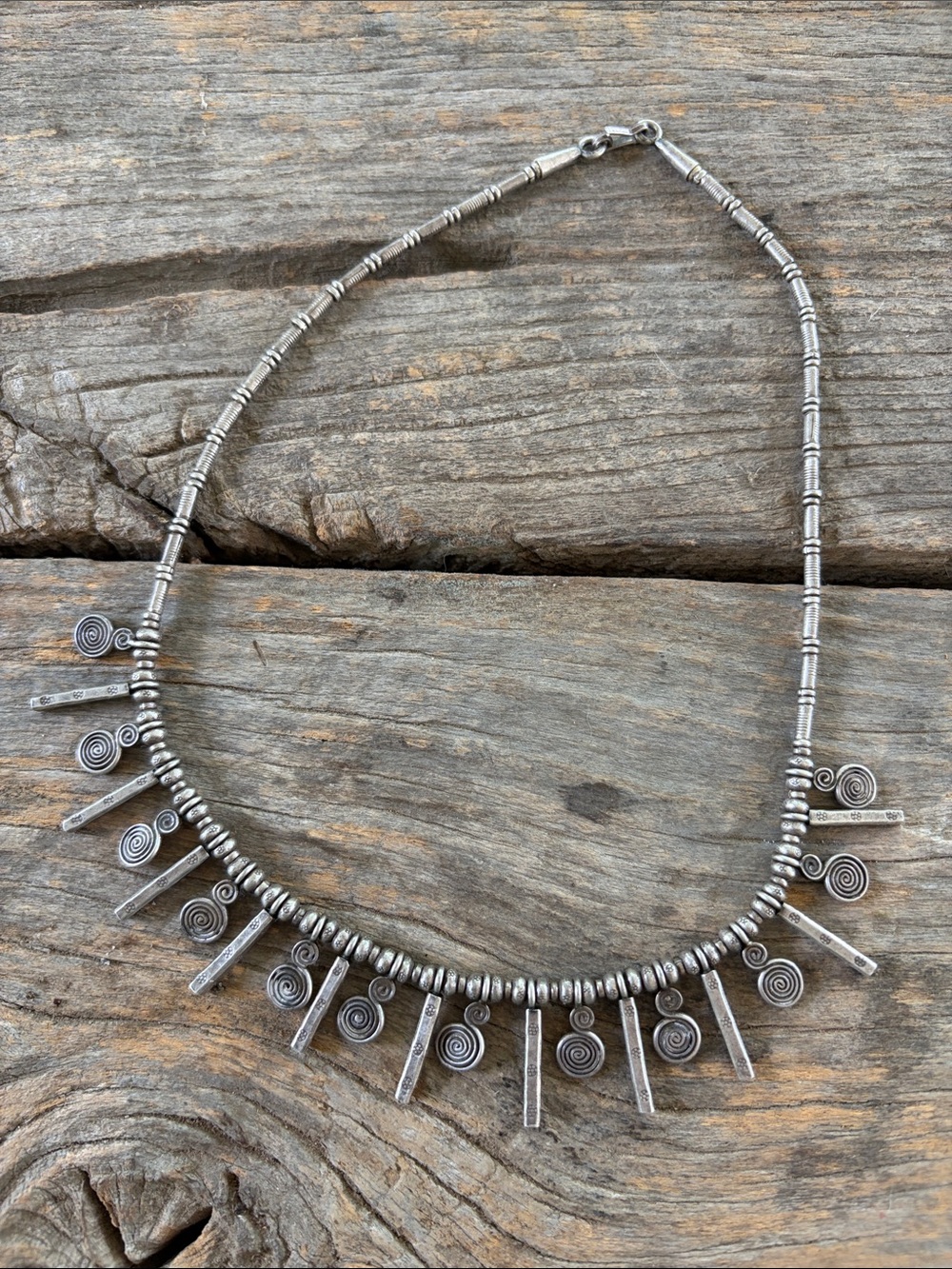 Vintage sterling fringe collar